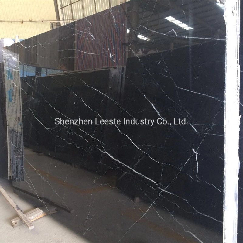 Chinese Quarry Origin Stone Tile Price Polished Nero Marquina Black Marble Slab