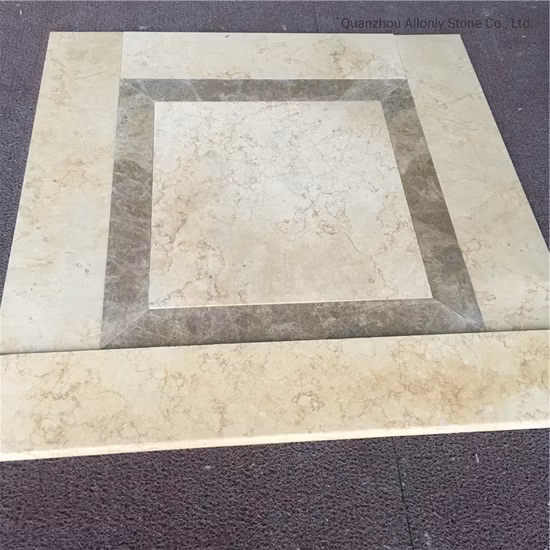 Günstige sonnige gelbe Waterject-Steinbodenfliesen und Marmortreppendesign für Hotelvilla