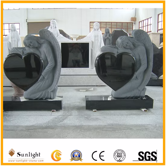China Monument Factory G664/Shanxi Schwarz/G603/Aurora/G654/Mehrfarbiger roter Granit/Marmorstein im europäischen Stil, geschnitzter Engelsfriedhofs-Grabstein/Grabstein